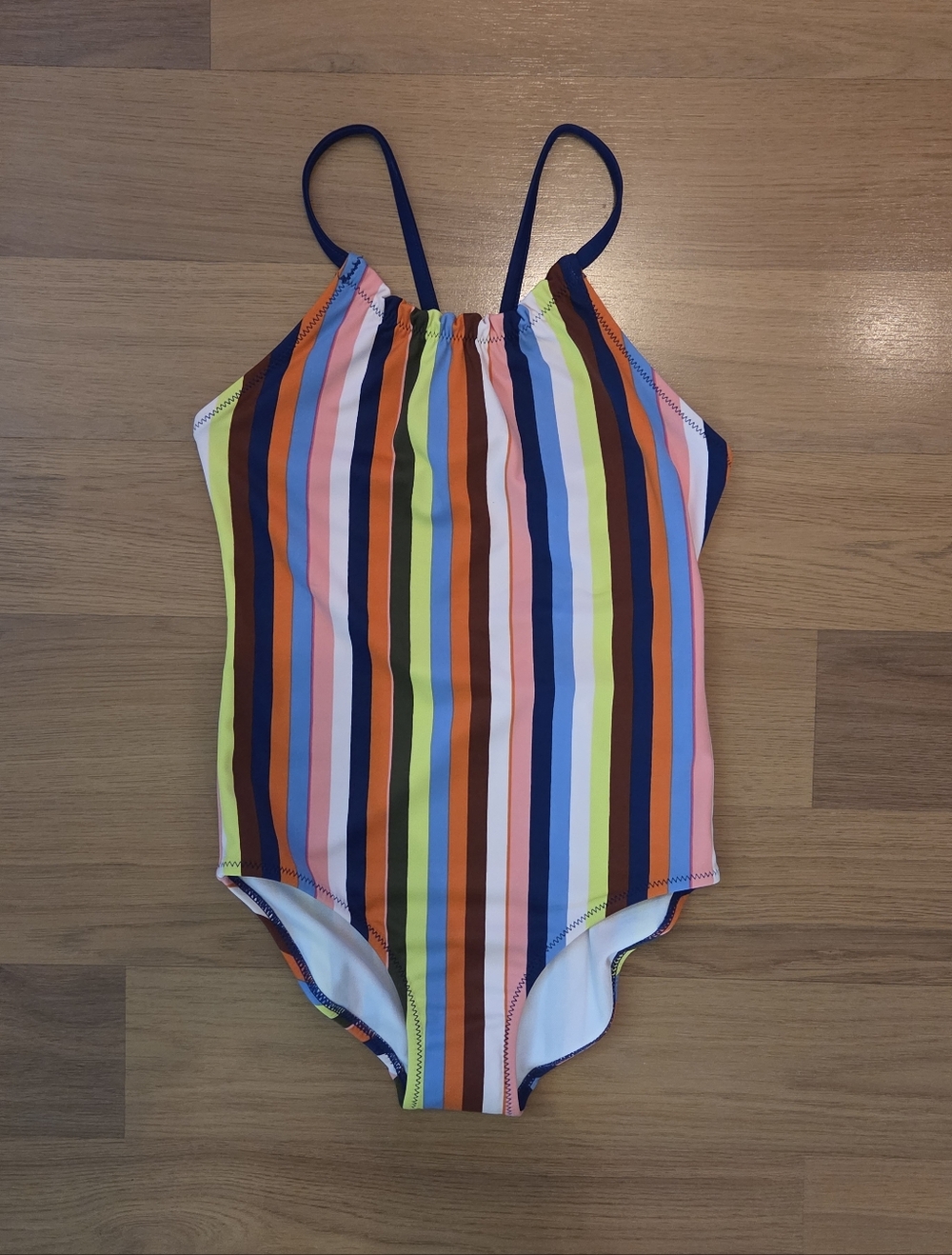 Carter's Girls Multicolor Striped One-Piece Swimsuit - Navy Straps